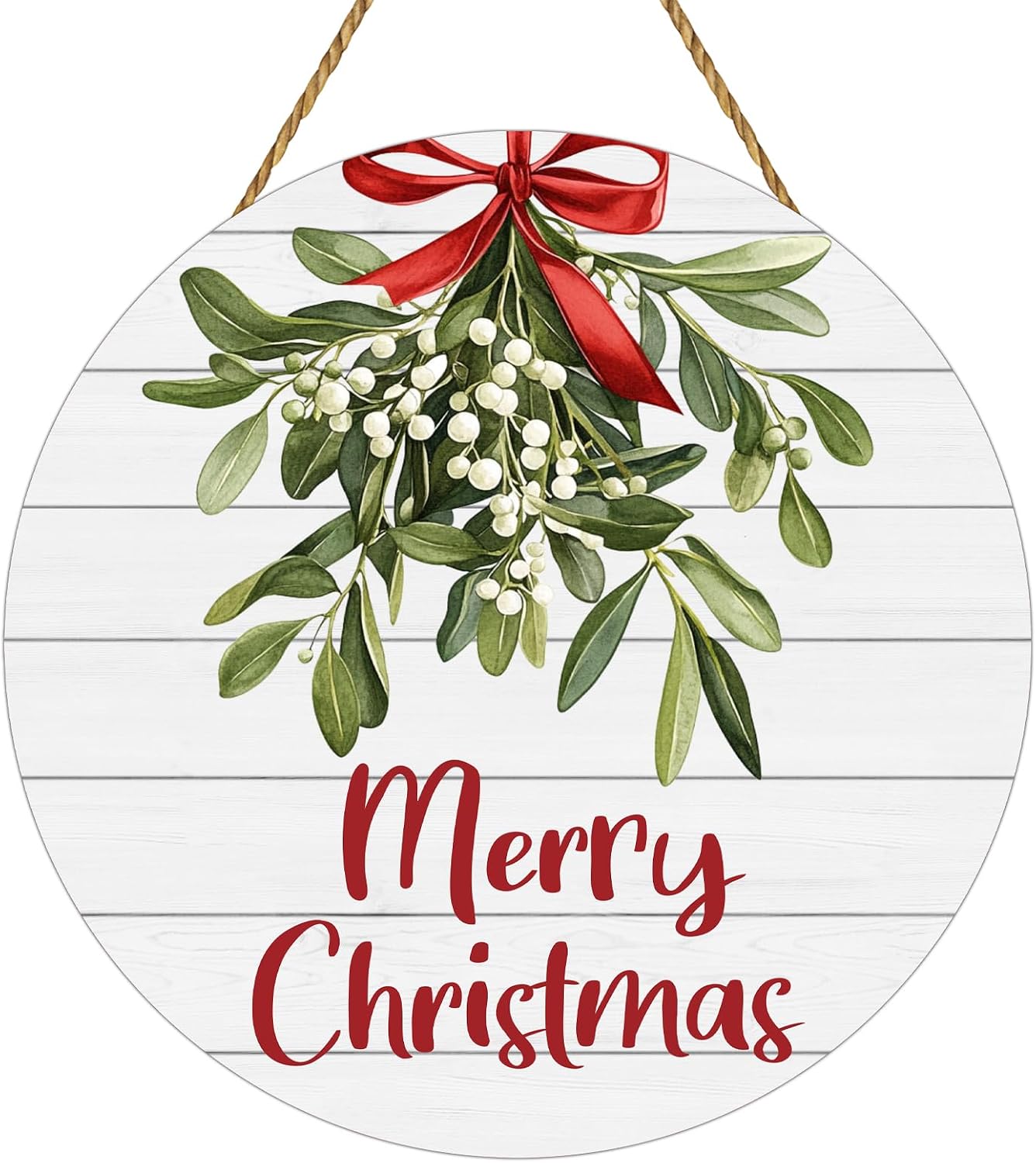 Christmas Door Decorations Merry Christmas Sign Wall Decor Grass Berry Bow Hanging Sign Wreath Wooden Front Door Hanger for Wall Indoor Home Decorations