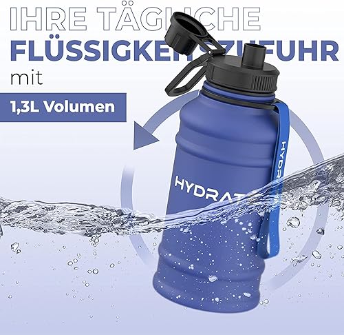Miniatura 10 de HYDRATE Botella de agua de acero inoxidable de 74 onzas, botella de agua de metal sin BPA para gimnasio, ejercicio, jarra de agua con práctica
