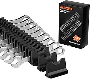 80PCS Modular Wrench Organizer Wrench Holder - Wrench Tool Organizers for Tool Drawer Storage, Wrench Storage Set with Metric & SAE Label, Rack Tool Gift for Professional Mechanics Men, Black
