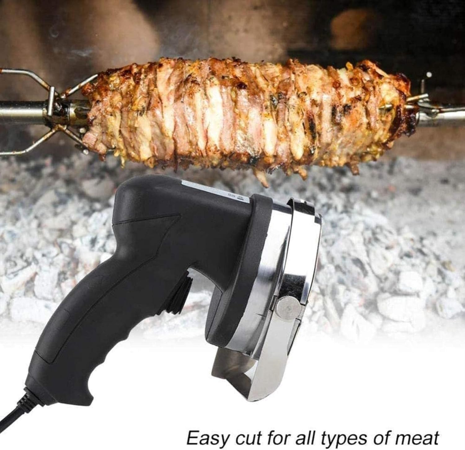 Commercial Kebab Wheel Blade, Handheld Turkish Kebab Knife Electric Electric Kebab Slicer can Adjust The Thickness Portable Electric Carving Knives Kebab Meat Slicers, for Commercial Home Use
