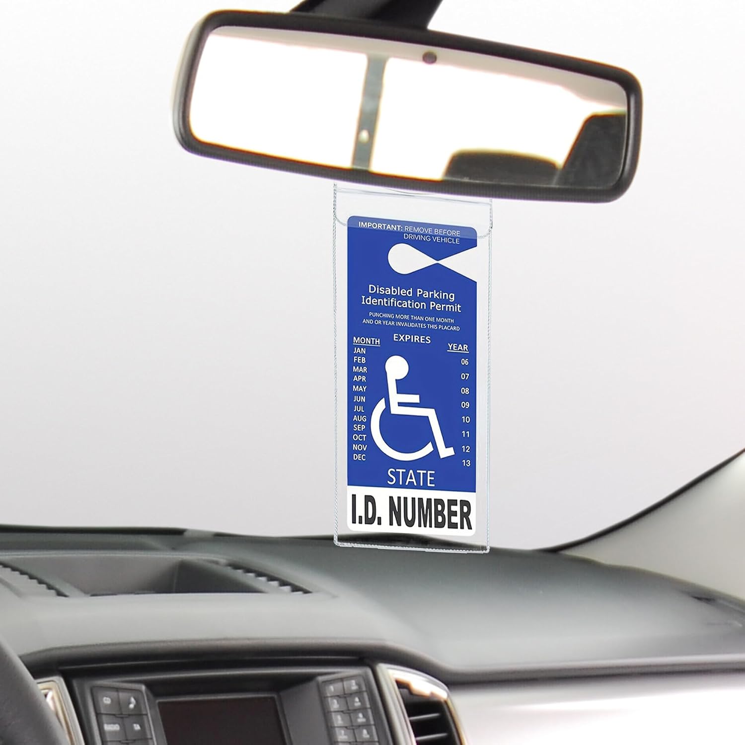 Handicap Placard Holder, 11.6" x 5" Ultra Transparent Disabled Parking Permit Protective Cover, Disability Parking Placard Protector with Large Plastic Hanger, Car Accessories (1PCS)