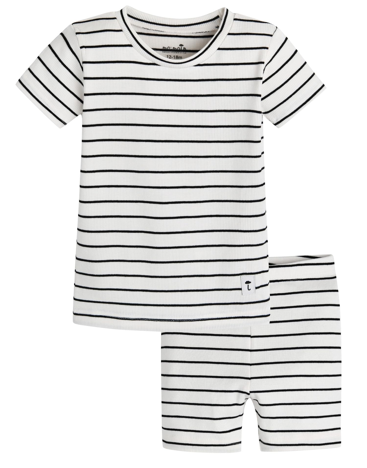 moimoln Stripe Pajamas Set 12M-8Y Ribbed Unisex Baby & Toddler, Soft Viscose, Snug-Fit, Everyday Sleepwear