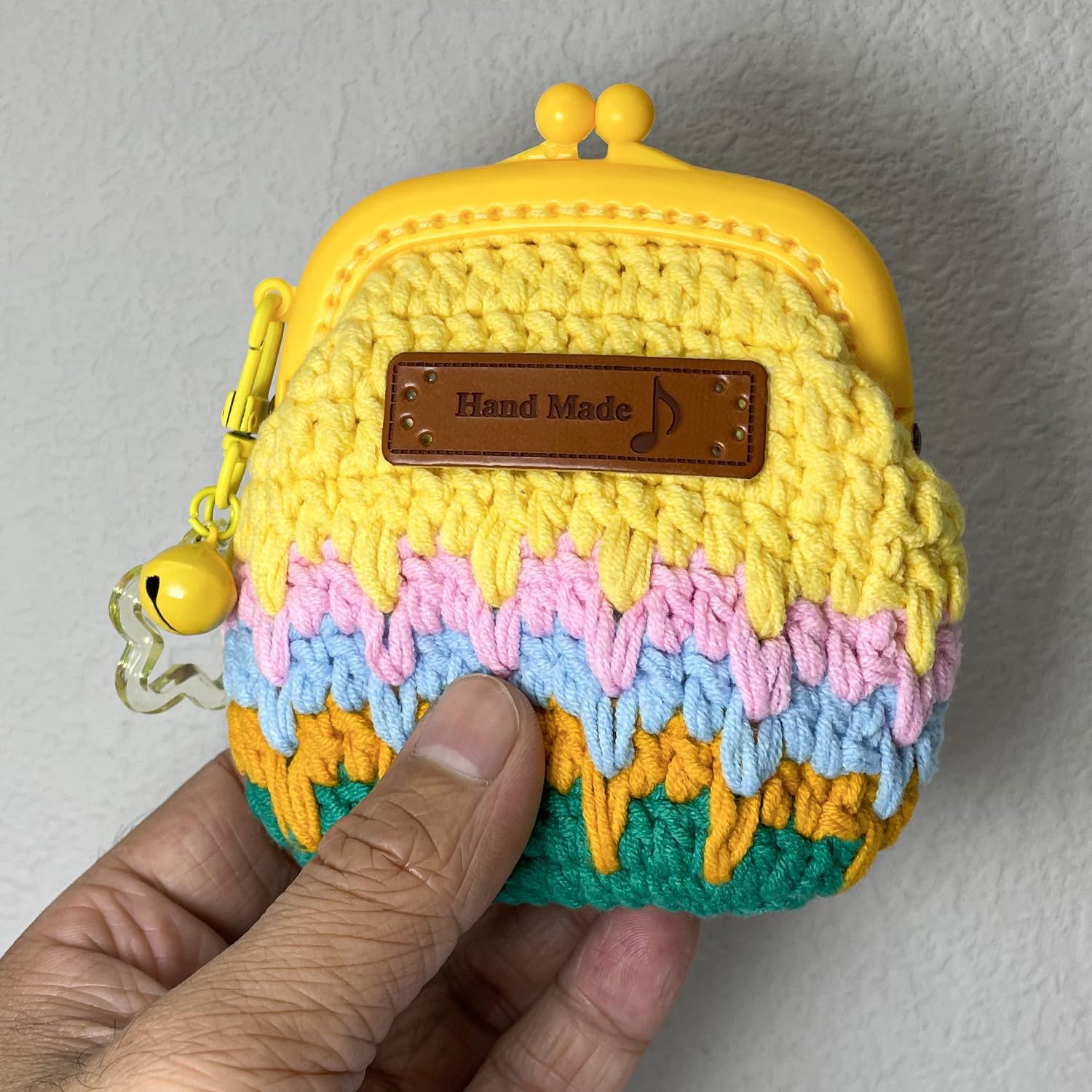 Geiomoo Crochet Case for Anker Soundcore P30i, JBL Vibe Beam, Anker Soundcore P20i, TOZO A1, TOZO E2, Air Pods Pro 4, Soft Handmade Woven Knitted Bag, Creative Woolen Yarn Purse (Yellow)(Yellow)