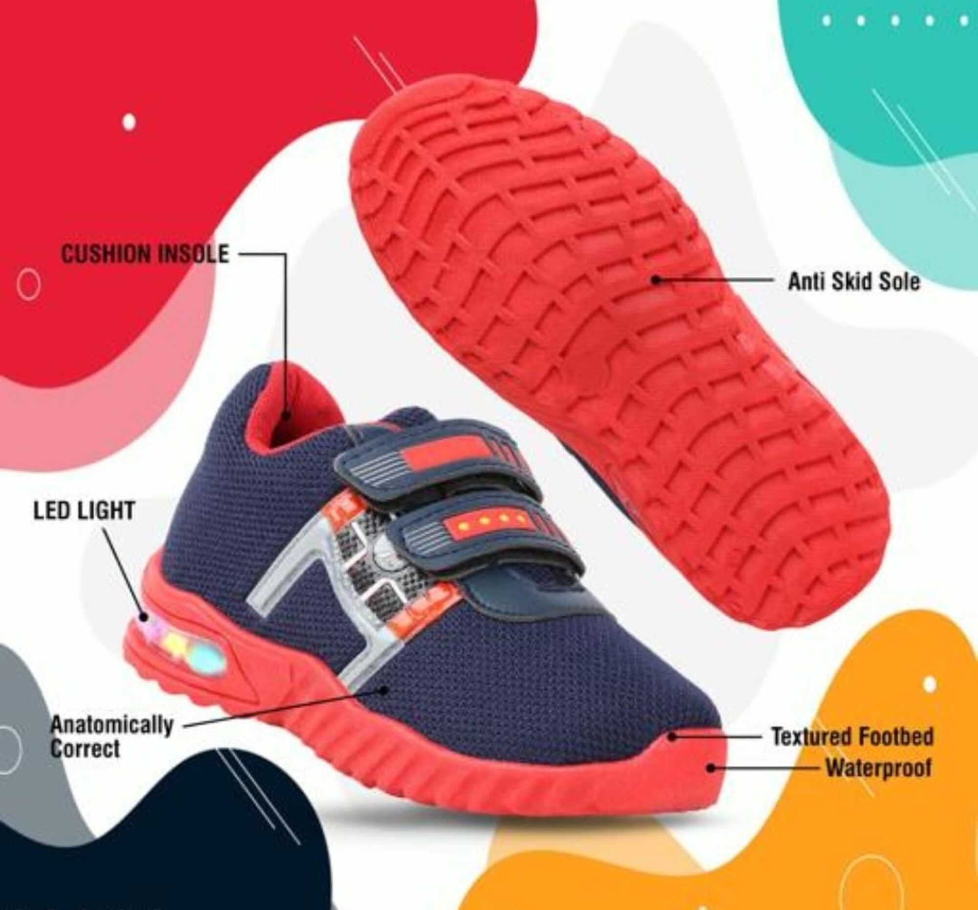 BEGINS LIFE Hunter-3 Velcro Running Shoes for Boys & Girls for Everyday (Red, 4_Years) 2