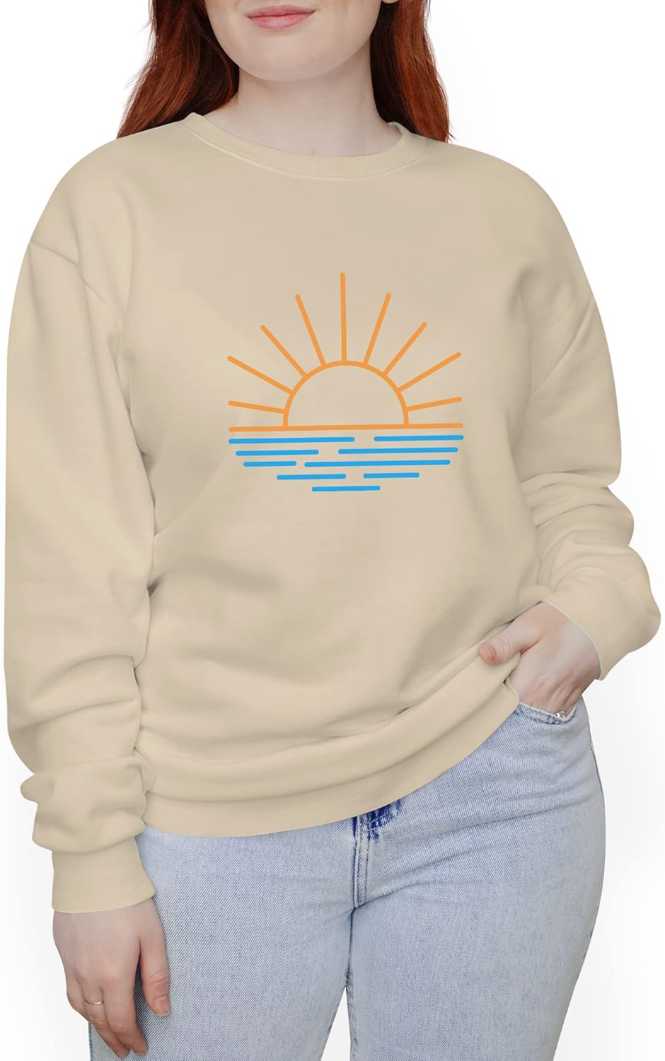 TEEAMORE Sunrise Sunset Over The Ocean Sunlight And Waves On The Sea Unisex Adult Sweatshirt