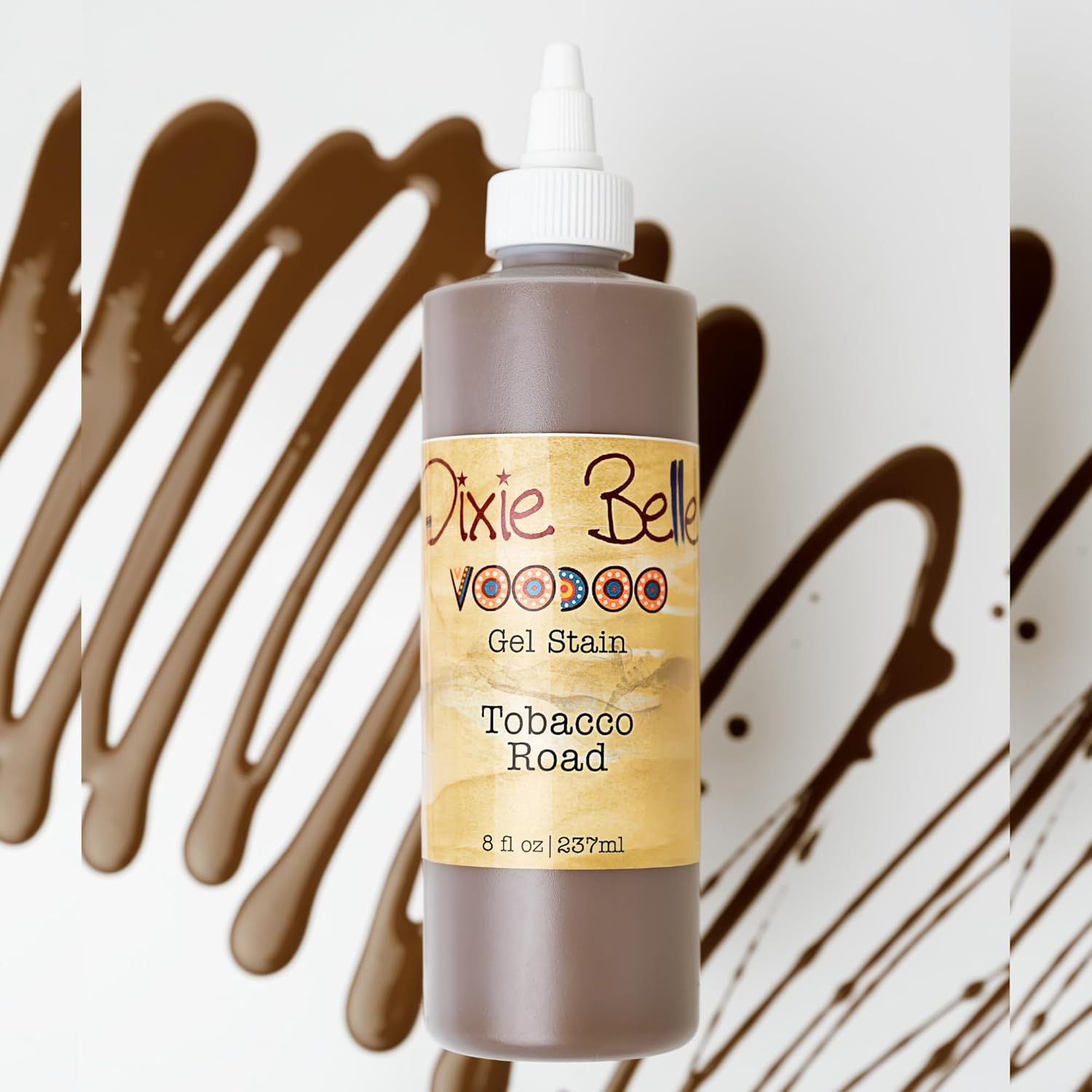 Dixie Belle Voodoo Gel Stain - Tobacco Road (8oz) - Warm Brown Water-Based Stain for Wood Projects - Wood Grain Enhancer - 8 Fl Oz