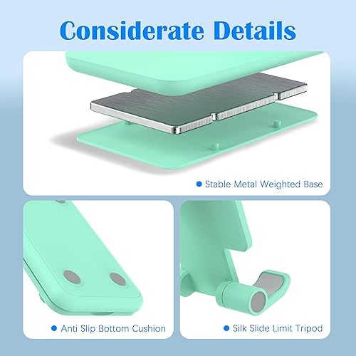 Miniatura 8 de Soporte para teléfono celular, ángulo ajustable y altura para escritorio, plegable y portátil, almohadilla de silicona antideslizante, compatible