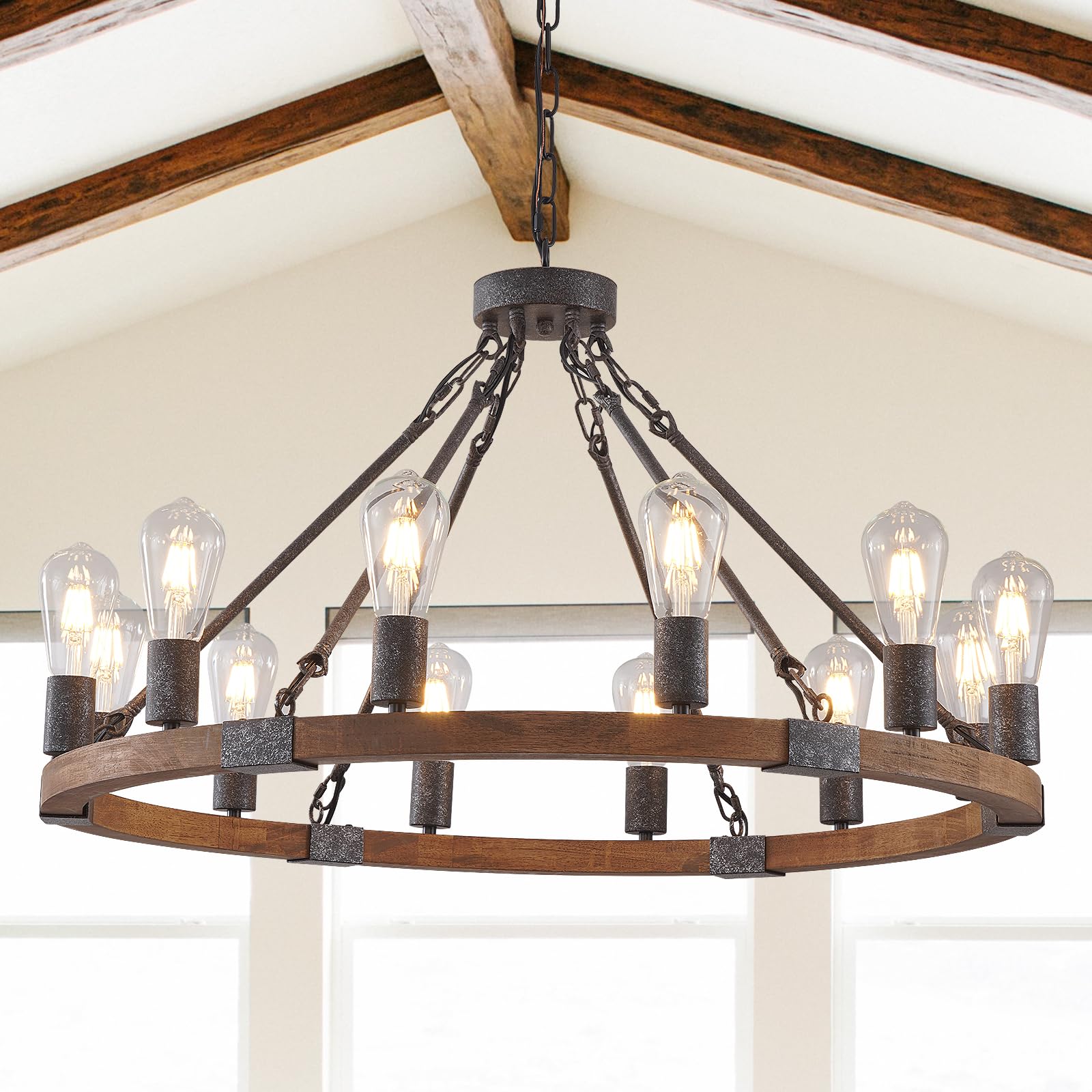 Farmhouse Wagon Wheel Chandelier 31