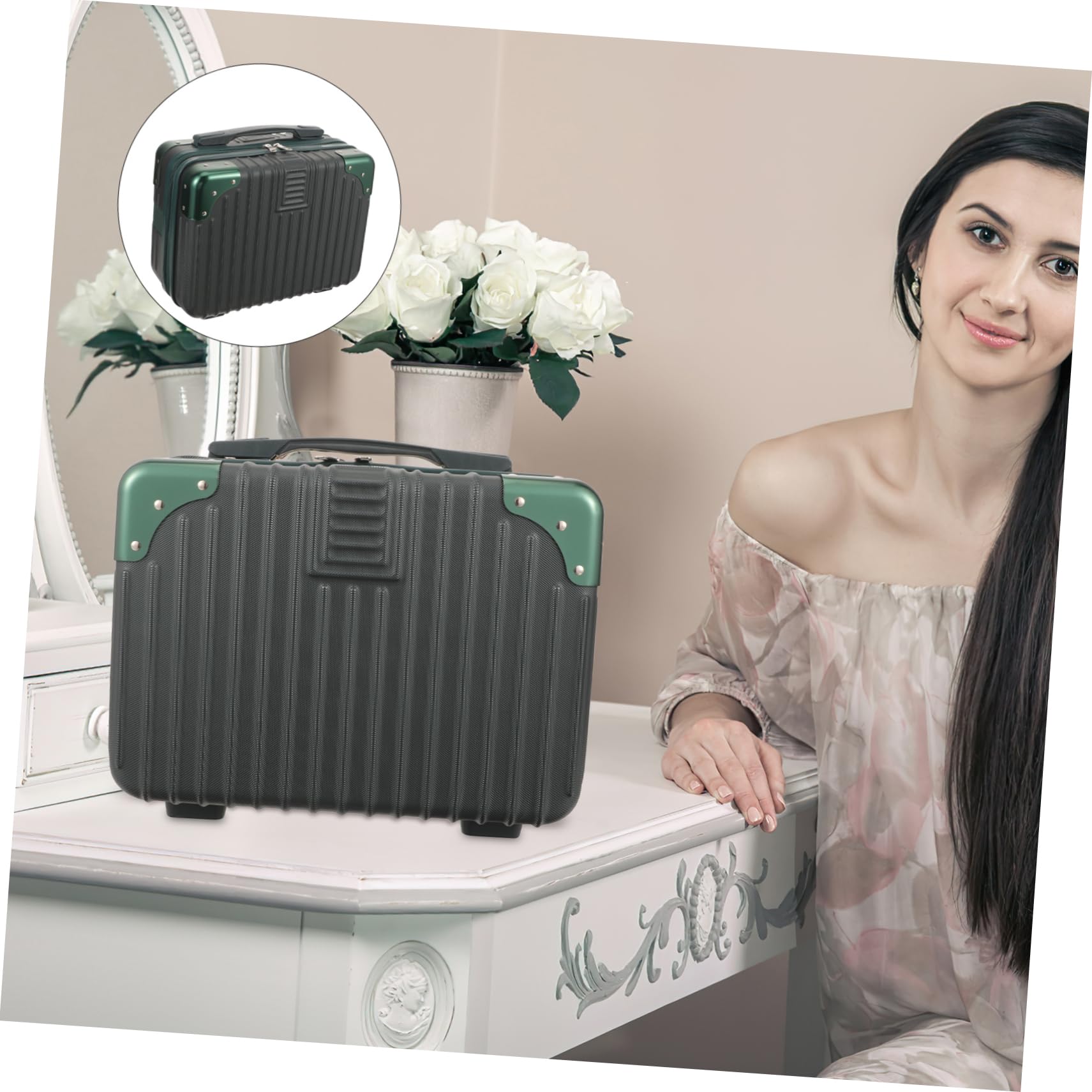 Makeup Aufbewahrungsbox aus Abs mit 14 Zoll Praktischer und Kosmetik Aufbewahrungskoffer für Damen zum Reisen und Leichter Tragekoffer