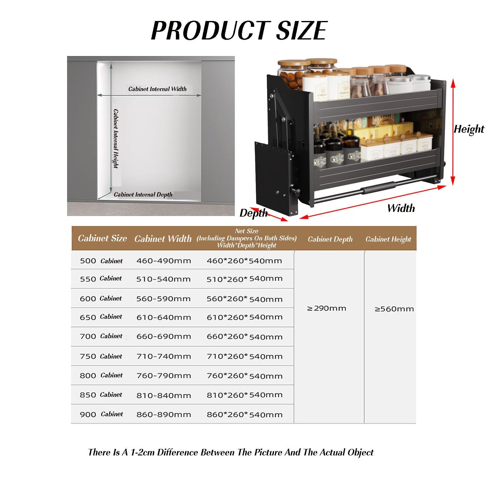 XLTFUC Pull-Down Cabinet Organizer, 2 Layer Kitchen Cabinet Pull-Down Shelf, for Kitchen and Bathroom Cabinets 4 Load-Bearing Settings, Load-Bearing 15kg(61x28x54cm)