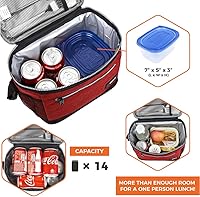 Vista 5 de opux Lonchera térmica para hombres y mujeres, bolsa de almuerzo para el trabajo y la escuela, a prueba de fugas, suave bolsa de almuerzo