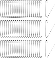 Vista 1 de 50 pasadores de seguridad de 3.3 pulgadas (3.346 in) resistentes, pasadores de seguridad grandes a granel, alfileres de costura de metal plateado