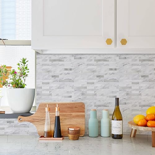 Miniatura 7 de STICKGOO - Protector contra salpicaduras para despegar y pegar, azulejos de pared de PVC para pegar en el protector contra salpicaduras para cocina