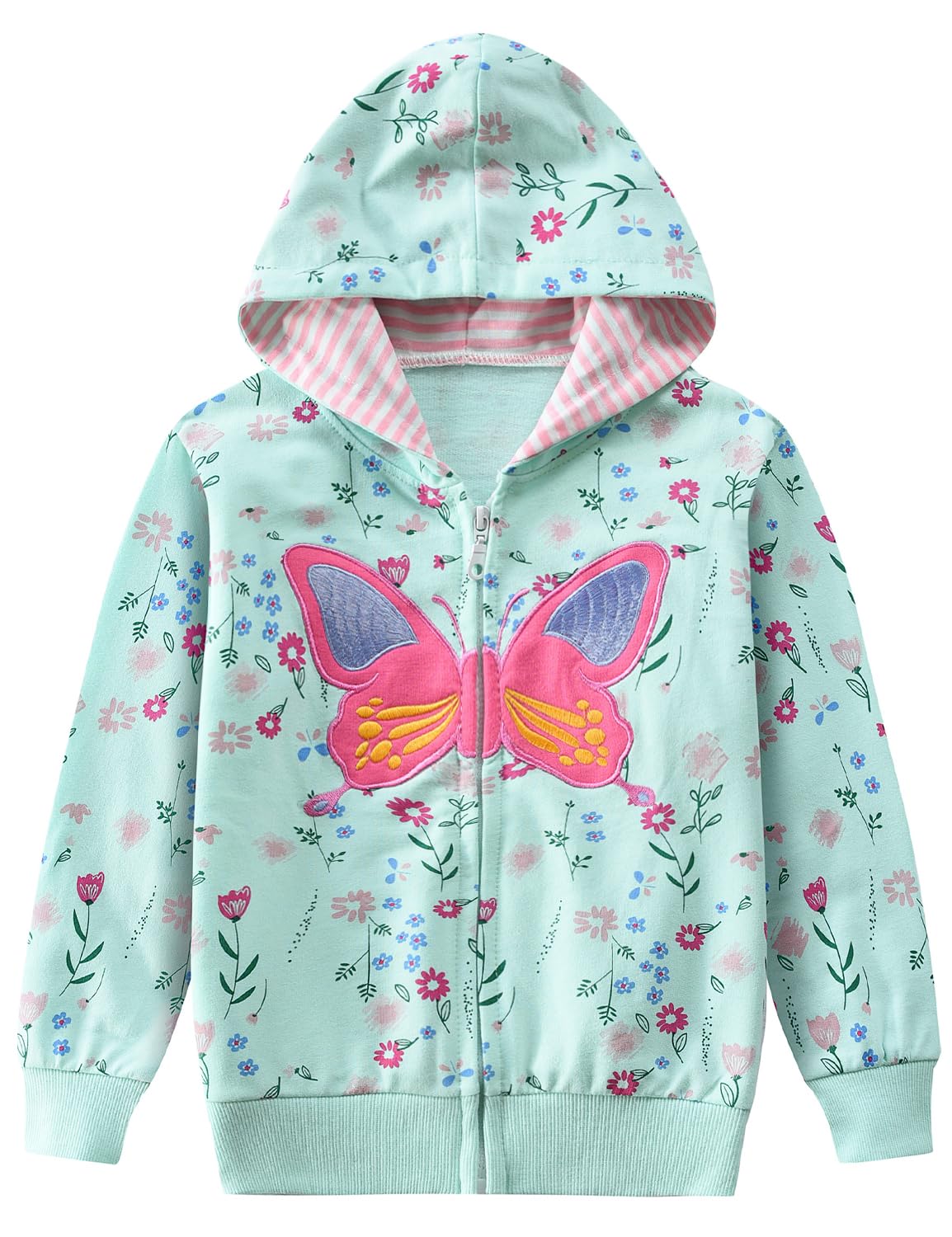 DDSOL Baby Girl Zip-up Jacket Toddler Hoodie Sweatshirt Light Winter Coat Fall Outwear 2t-7t