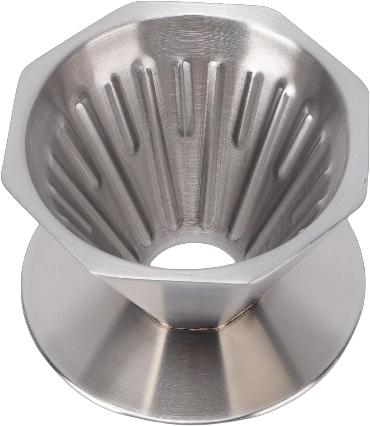Sorandy Pour Over Coffee Dripper, 304 Stainless Steel Double Layer Octagonal Metal Cone Coffee Maker, Circular Holes Filter with Stable Design, Ideal for Home, Travel & Office (Silver)