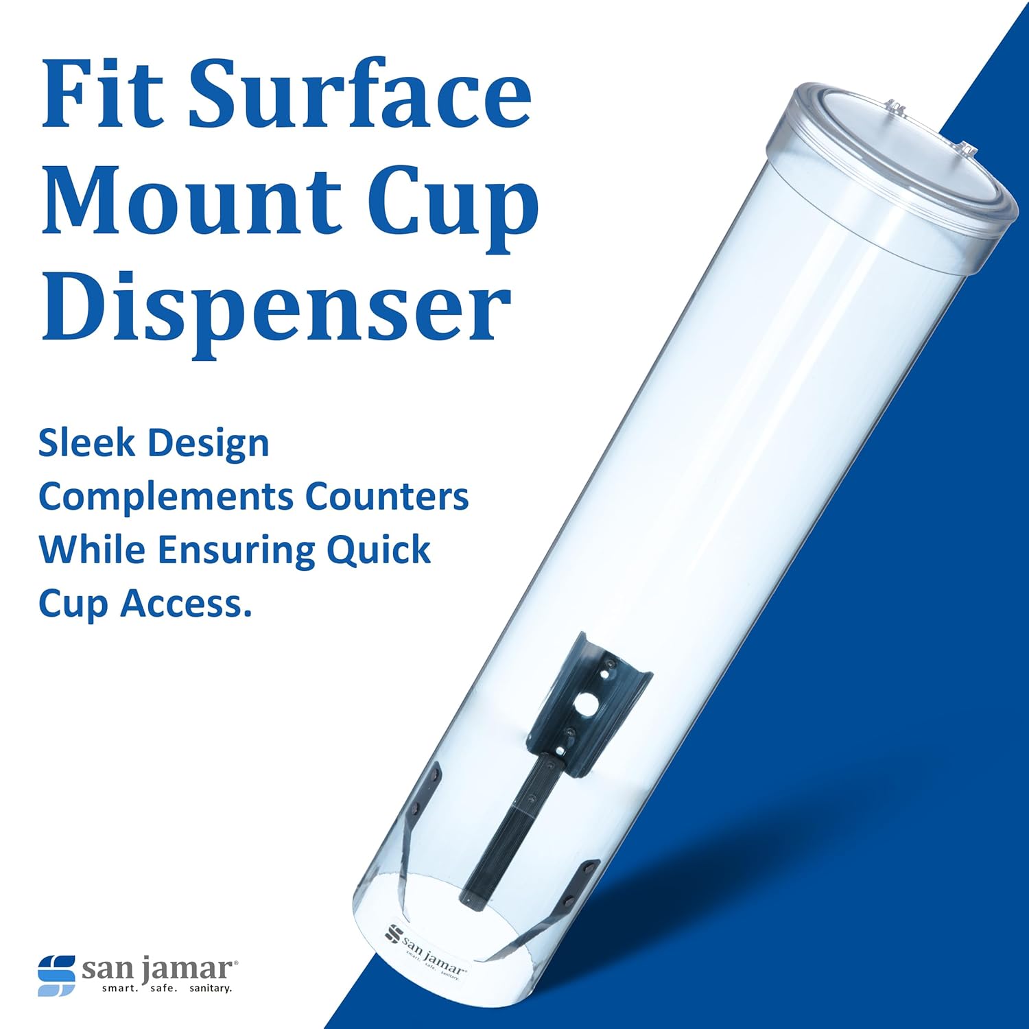 San Jamar Medium Pull-Type Cup Dispenser 4-10 Oz. Cups with Flip Cap for Restaurants, Home, And Office, Plastic, 16 Inches, Arctic Blue, (Pack of 24)