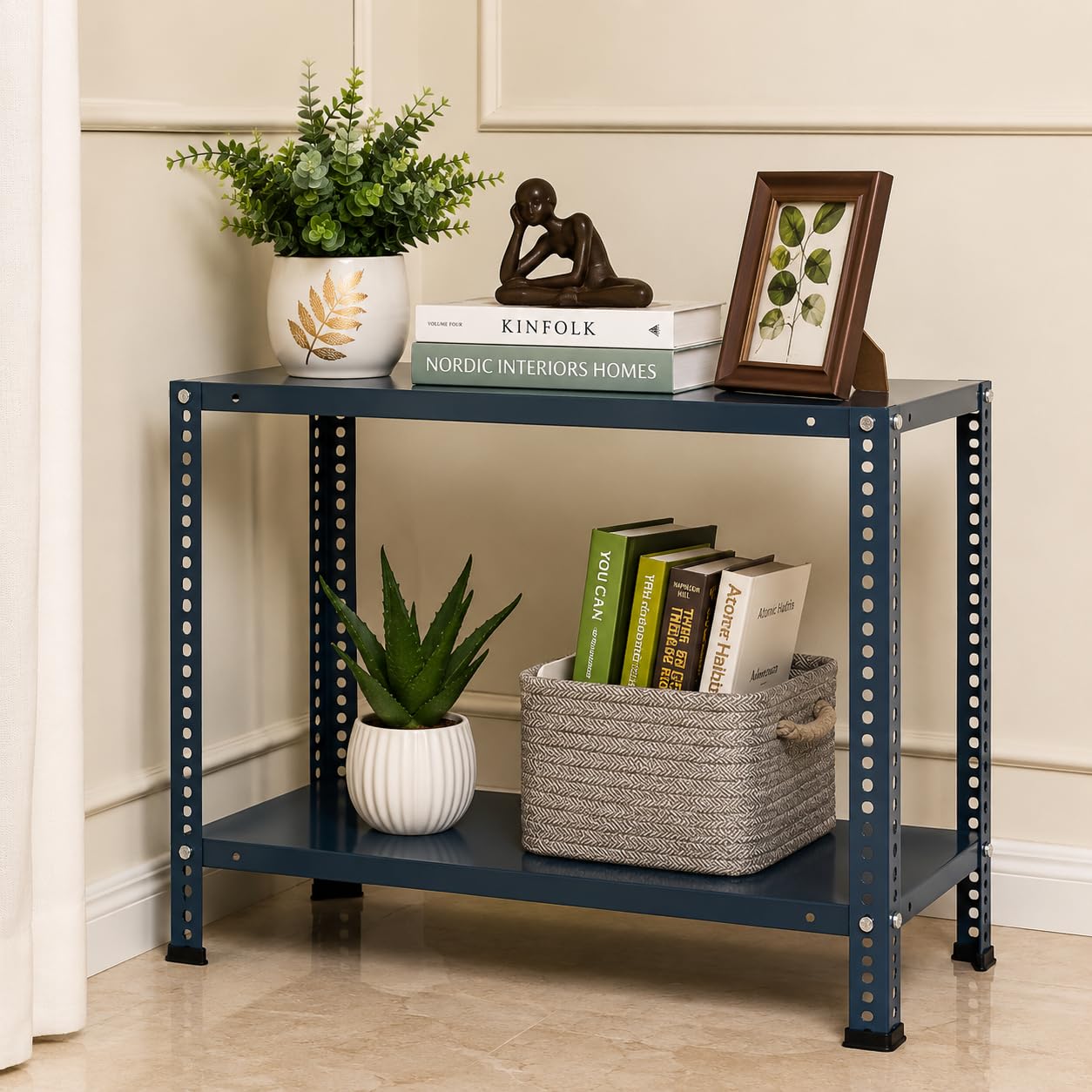 Pure Source India Iron Matte Finish Adjustable Shelving Unit Storage Utility Display Rack for Home Office & Gym Use (2 X 1 X 2 FT) (2 Shelves)-image-48