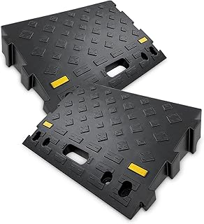 4" High 2 PCS Portable Car Curb Driveway Ramps, Heavy Duty Plastic Threshold Ramp