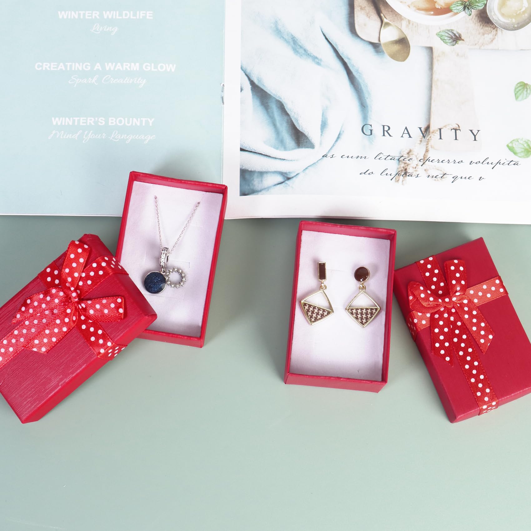 2 Scatole Regalo Per Gioielli – Piccole Confezioni Con Coperchio 7,5x7,5x3,5 Cm (Rosse)