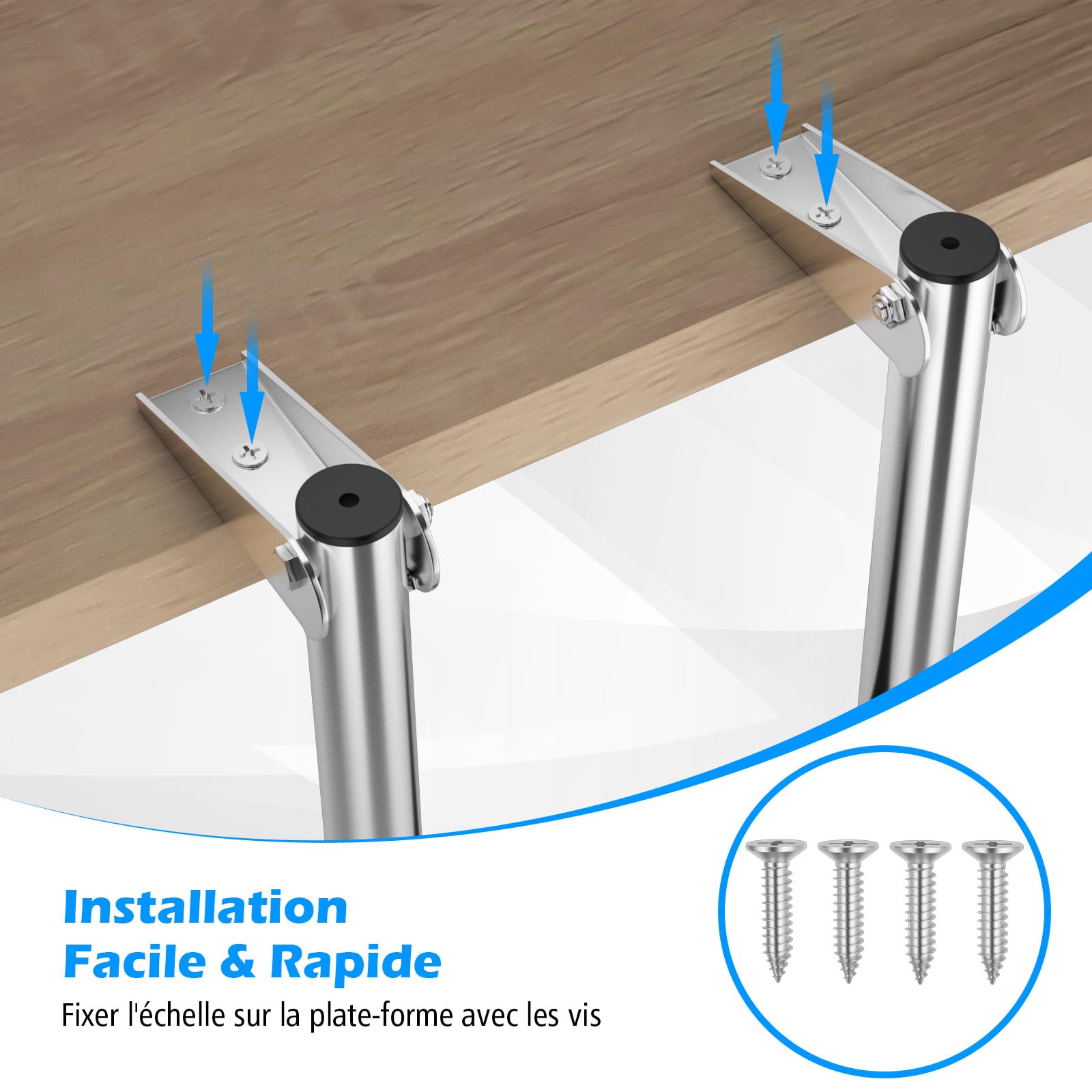 COSTWAY Échelle de Piscine Pliable à 4 Marches en Acier Inoxydable, Échelle de Securité Télescopique avec Marches Antidérapantes Charge 227KG, pour Piscine Spa Parc Ponton