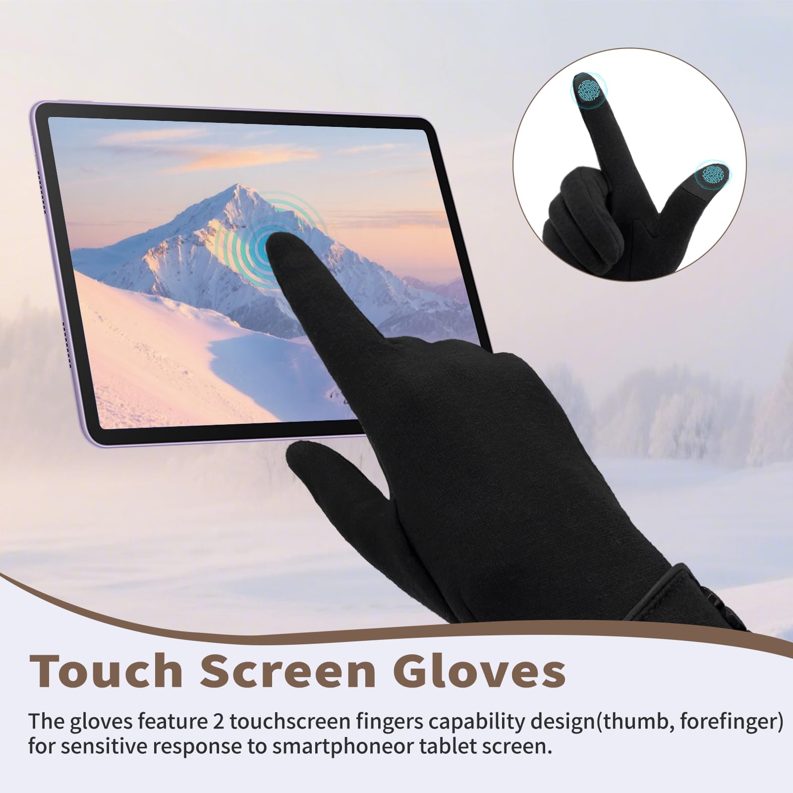woogwin Guantes de invierno para mujer, con pantalla táctil, forro polar cálido, gruesos, térmicos, resistentes al viento, guantes de nieve para clima frío