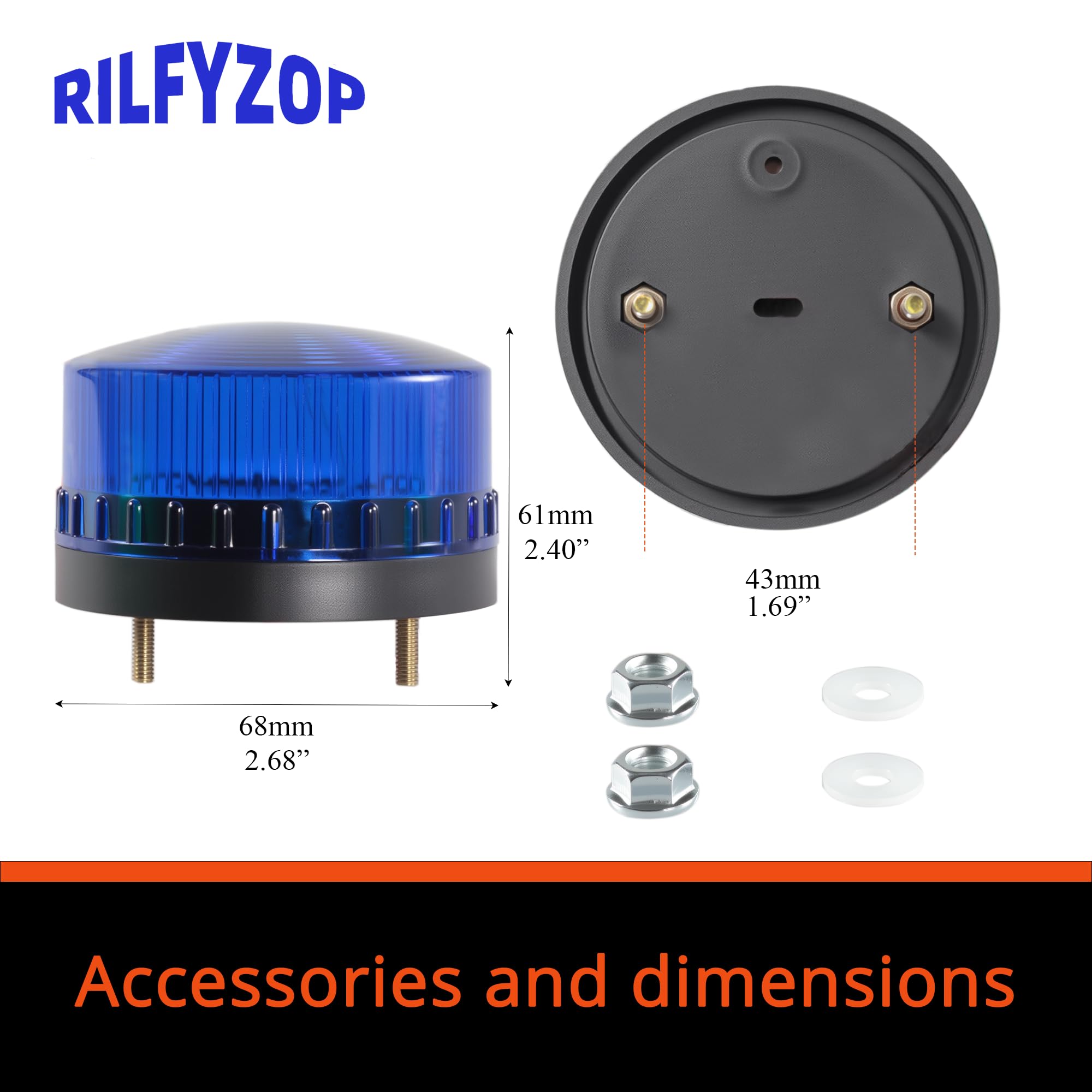 Rilfyzop Industrial Round Beeper Warning Light D-5061-J Blue AC 110V-120V 75dB Flashing