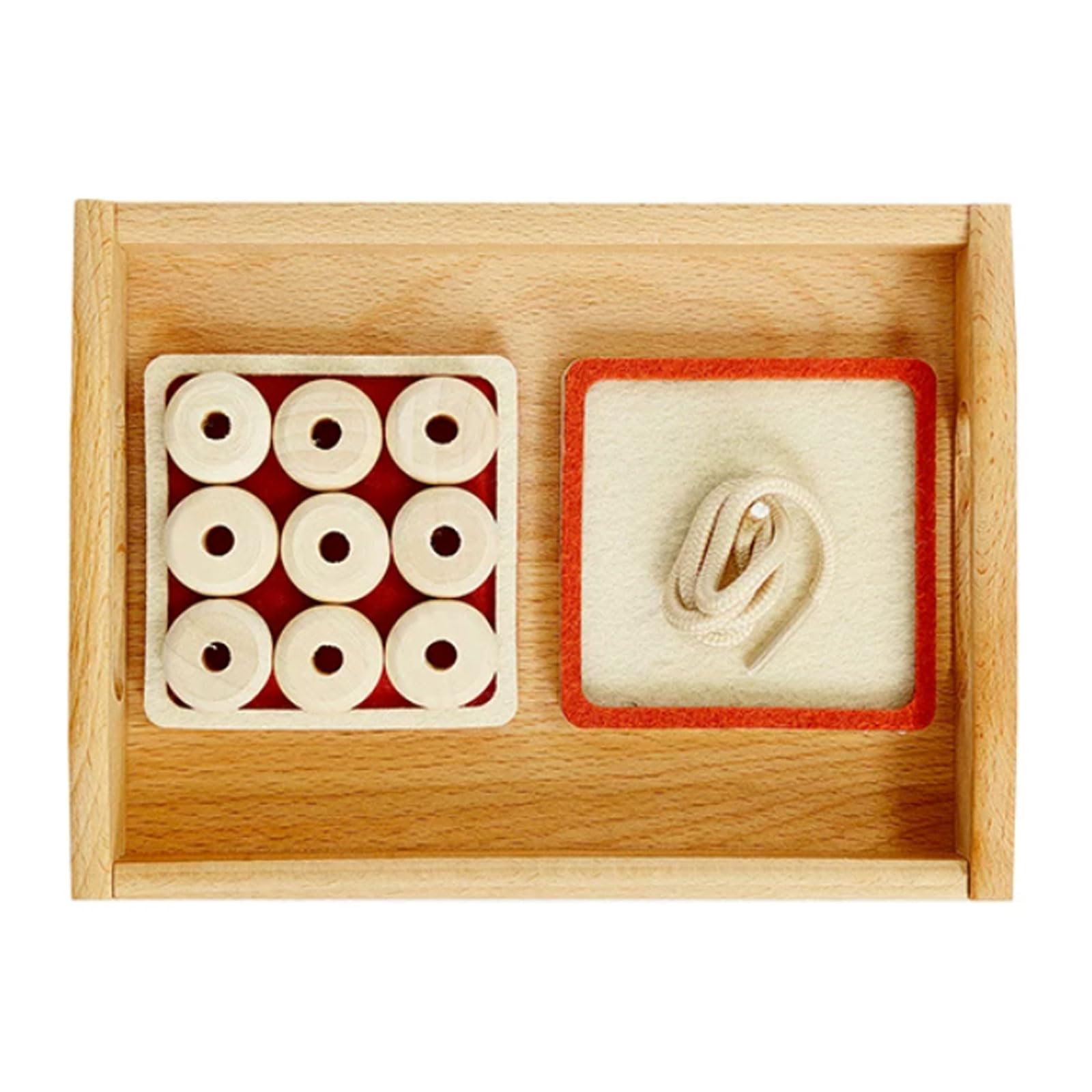 ttnmrc Montessori Wooden Bead Threading Work Tray