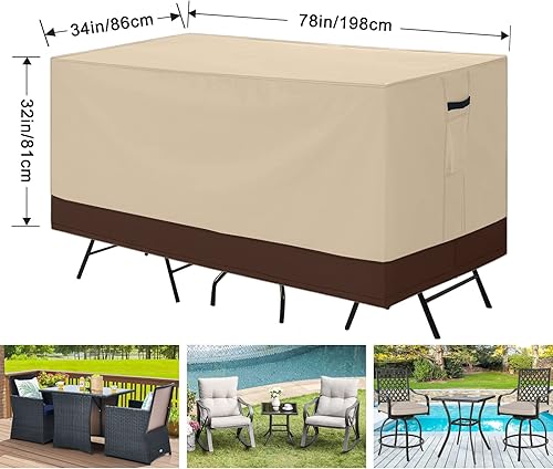 Miniatura 160 de ABCCANOPY Funda universal para mesa auxiliar de patio, para exteriores, pequeña cubierta impermeable y a prueba de polvo, marrón beige, 42 x 24 x 18