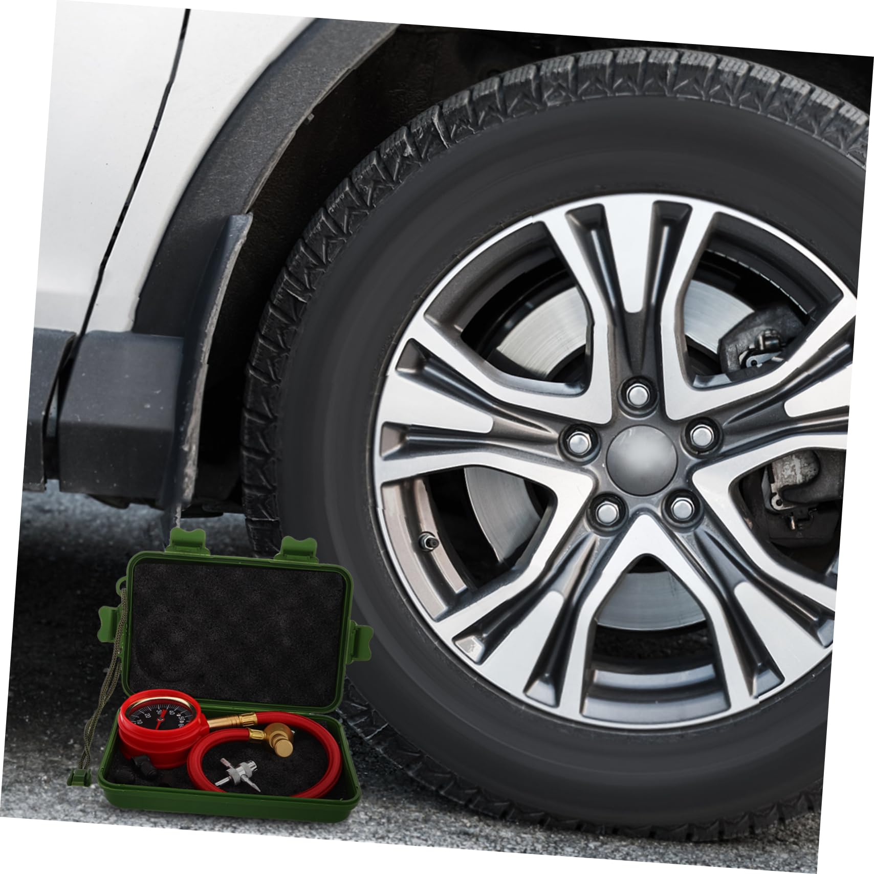 Manomètre de Pression des Pneus de Voiture à Aiguille, 1 Set | Laiton et Caoutchouc, Mesure Précise, Installation Facile, Usage Large pour Projets de Modification Automobile
