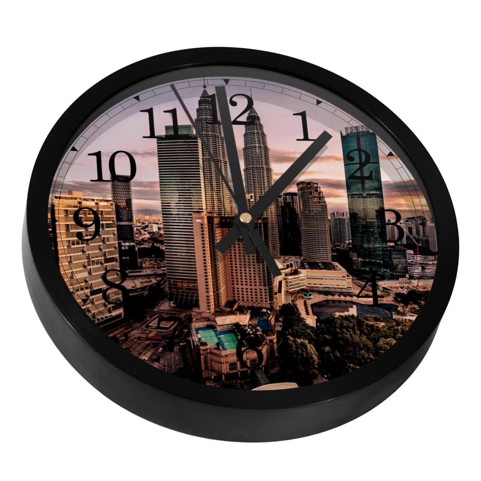 Horloge murale silencieuse à piles Dusk City déco salon