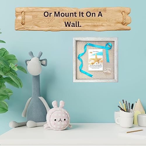 Miniatura 10 de Tasse Verre Caja de sombra negra de 12 x 12 pulgadas (paquete de 2) marco con fondo de lino y 16 pasadores de palo, marco de fotos listo para