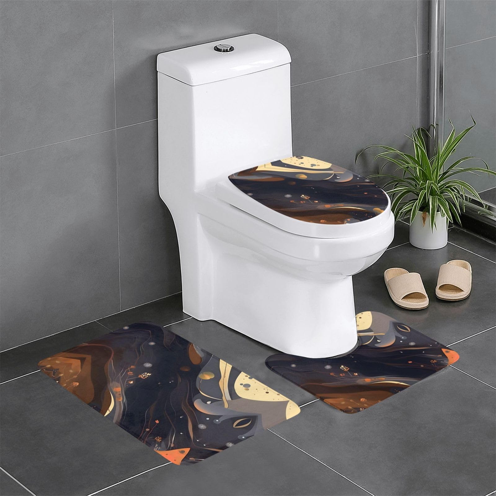 Tapis de salle de bain ovale et WC fini les glissades d'eau