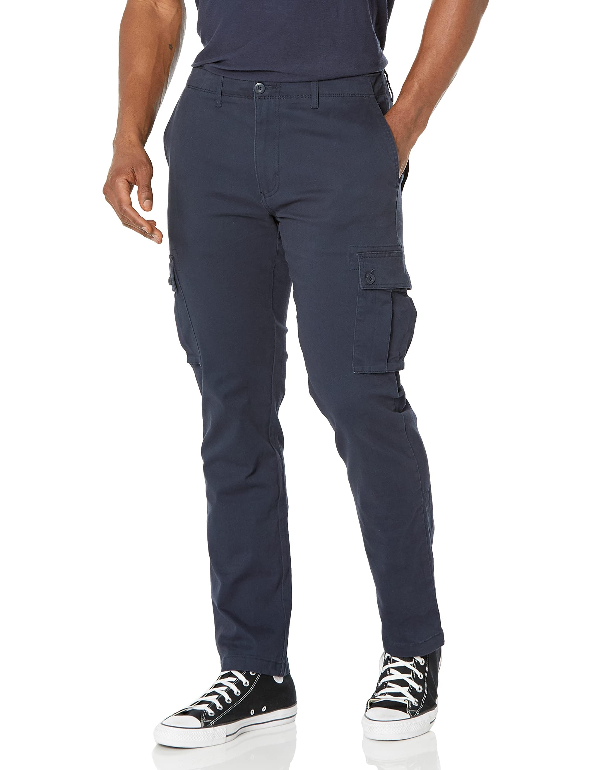 Amazon Essentials Men's Slim Fit Stretch Work Cargo Trousers (Available in Big & Tall), Navy, 32W / 32L