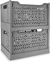 Vista 10 de Domiella Paquete de 2 cajas para almacenamiento, cajas de almacenamiento apilables de plástico, plegables para oficina, hogar, cocina, dormitorio
