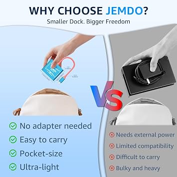JEMDO Switch 2 TV Docking Station, 3-in-1 HDMI Adapter with 4K@60Hz HDMI 2.0 &18Gbps, PD 100W & USB 3.0 Port, Portable Compact Travel Dock Compatible with Nintendo Switch 2(below V21.0.0)/OLED/2017