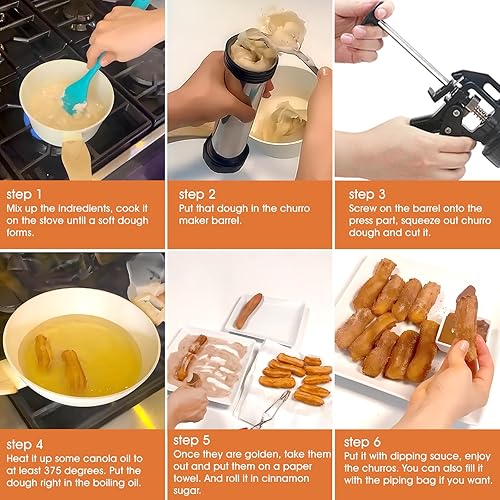 Miniatura 2 de Máquina para hacer churro, kit de pistola Churro de acero inoxidable de 21 piezas, pistola para hacer churros, juego de prensa de galletas, churro