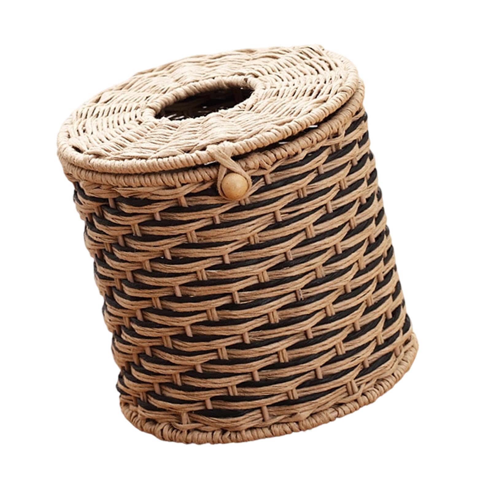 Wegiwuca Artisanal Handwoven Paper Fiber Basket Perfect for Storing Tissues and Small Items Stylish Home Decoration Interlaced Tissue Box Holder