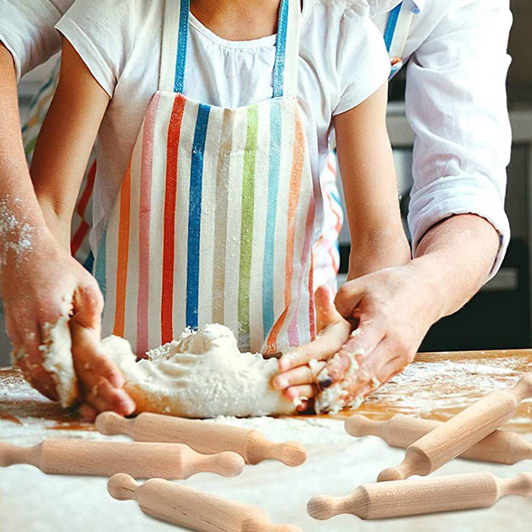 Mini Rodillo de Madera de 75 Piezas, 6 Pulgadas de, Rodillo para Hornear de Cocina, Rodillo Pequeño para Masa de Madera para Niños, Fondant