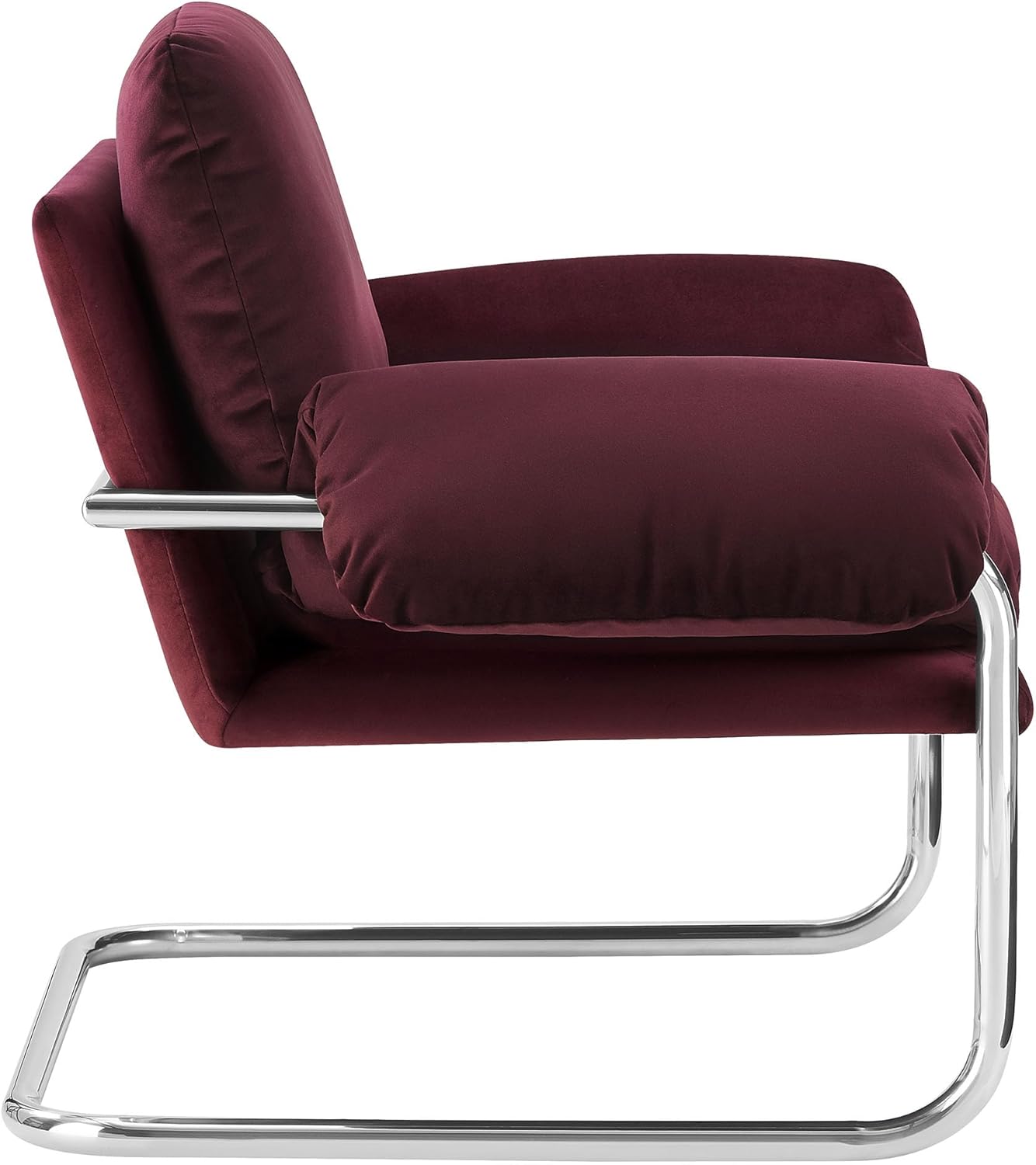 Modway Ansel Performance Velvet Accent Chair in Mulberry - Stain-Resistant Velvet Lounge Chair for Living Room, Bedroom - Corner Reading Chair with Arms and Removable Cushions