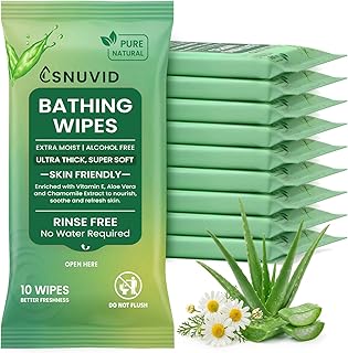 100 Extra Large Body Wipes for Adults Bathing No Rinse, Extra Thick Shower Wipes for Men, Women & Elderly - Great for Gym, Camping, Post Surgery - Soft & Gentle,