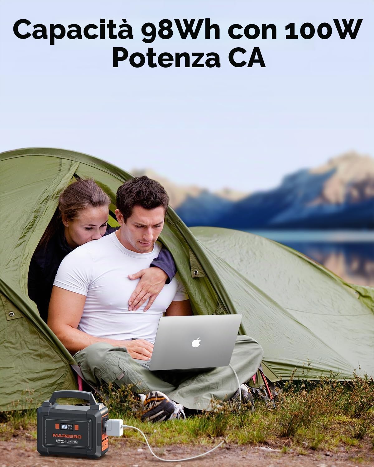 MARBERO 26.400mAh Stazione Elettrica Portatile con Pannello Solare Pieghevole da 30W, Power Bank con Presa AC 150W di Picco, Generatore Solare con Pannello Incluso per Domestico Emergenza Campeggio