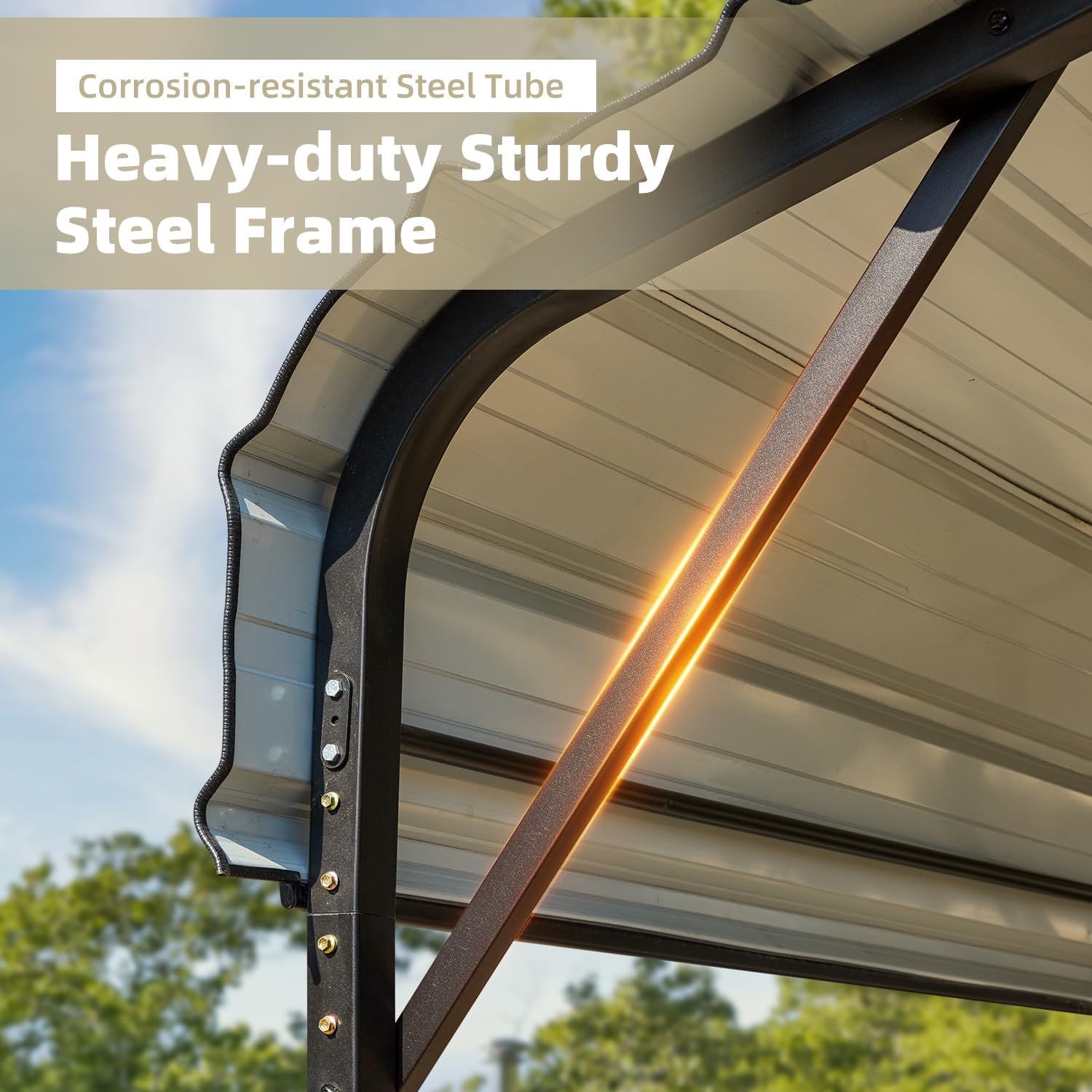 Heavy-duty sturdy steel frame close-up
