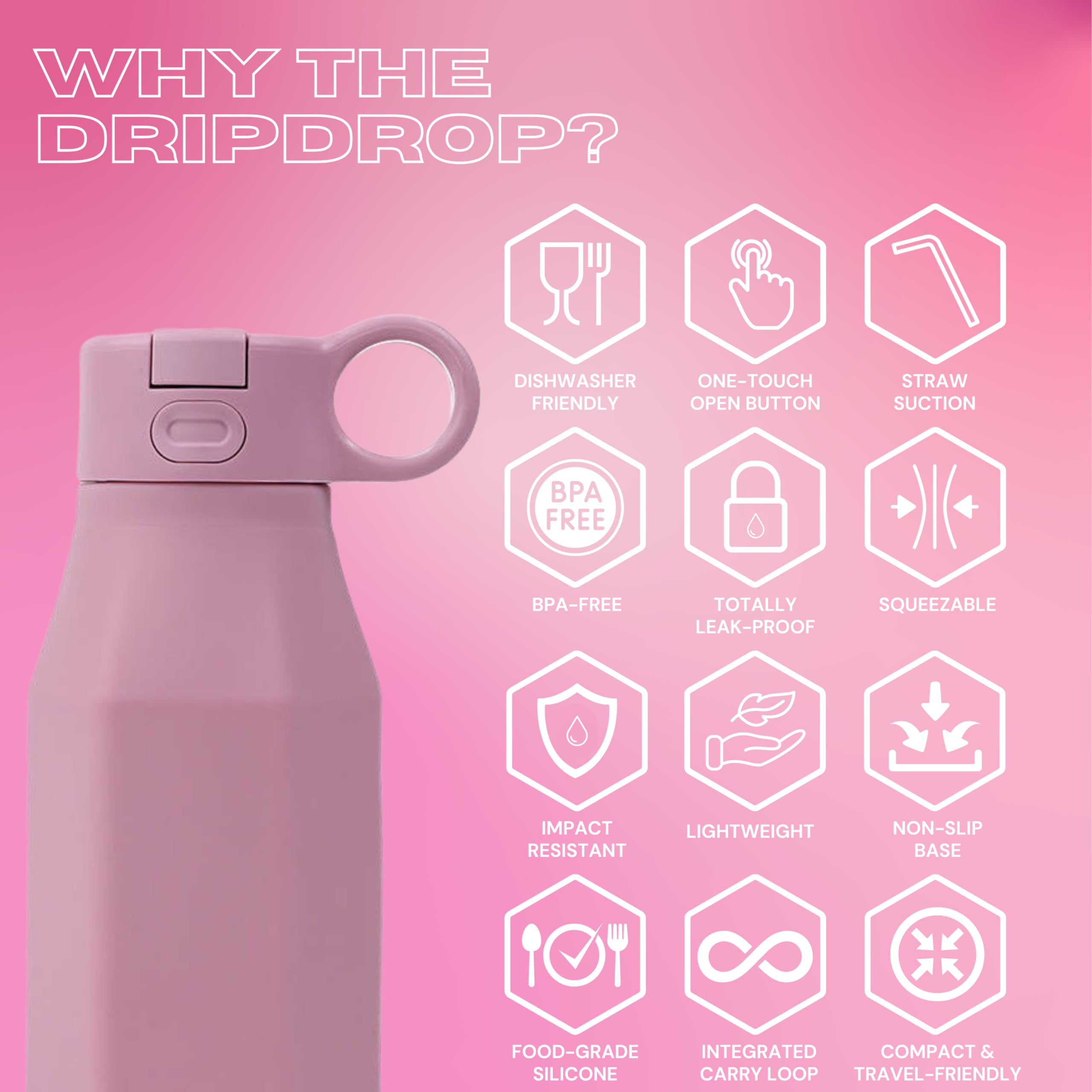 DRIPDROP Kids Water Bottle with Straw, Leak-Proof, BPA-Free, Reusable, Lightweight, 350ml, Non-Spill, Flip Lid - Image 4