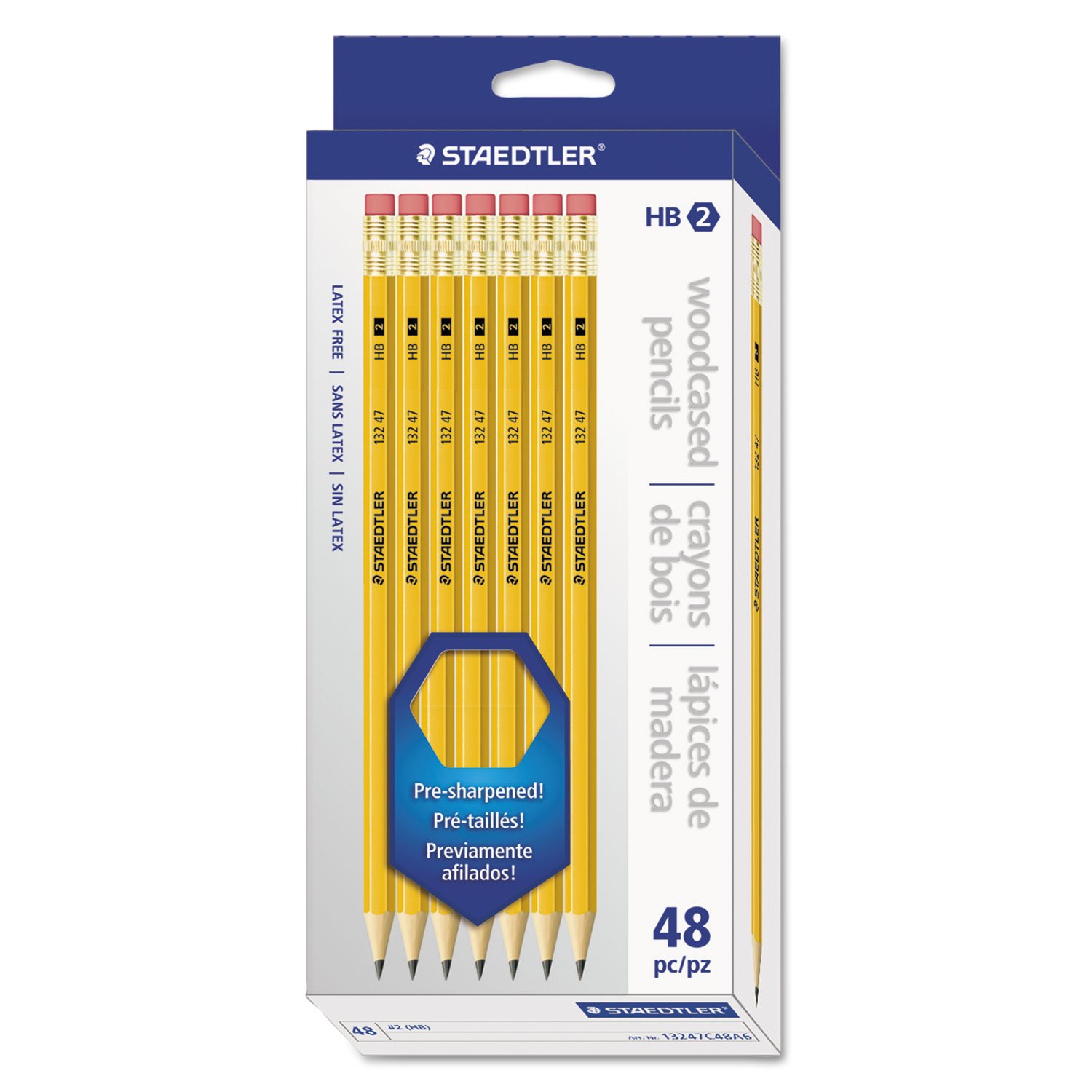 STAEDTLER 13247C48a6 - Lápiz de madera, mina de grafito, barril amarillo, paquete de 48