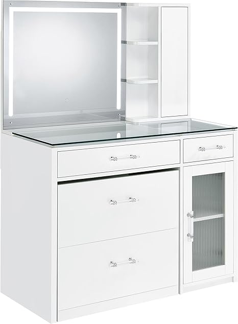 Flora 2-Drawer Vanity Set With LED Mirror - Thumbnail 2