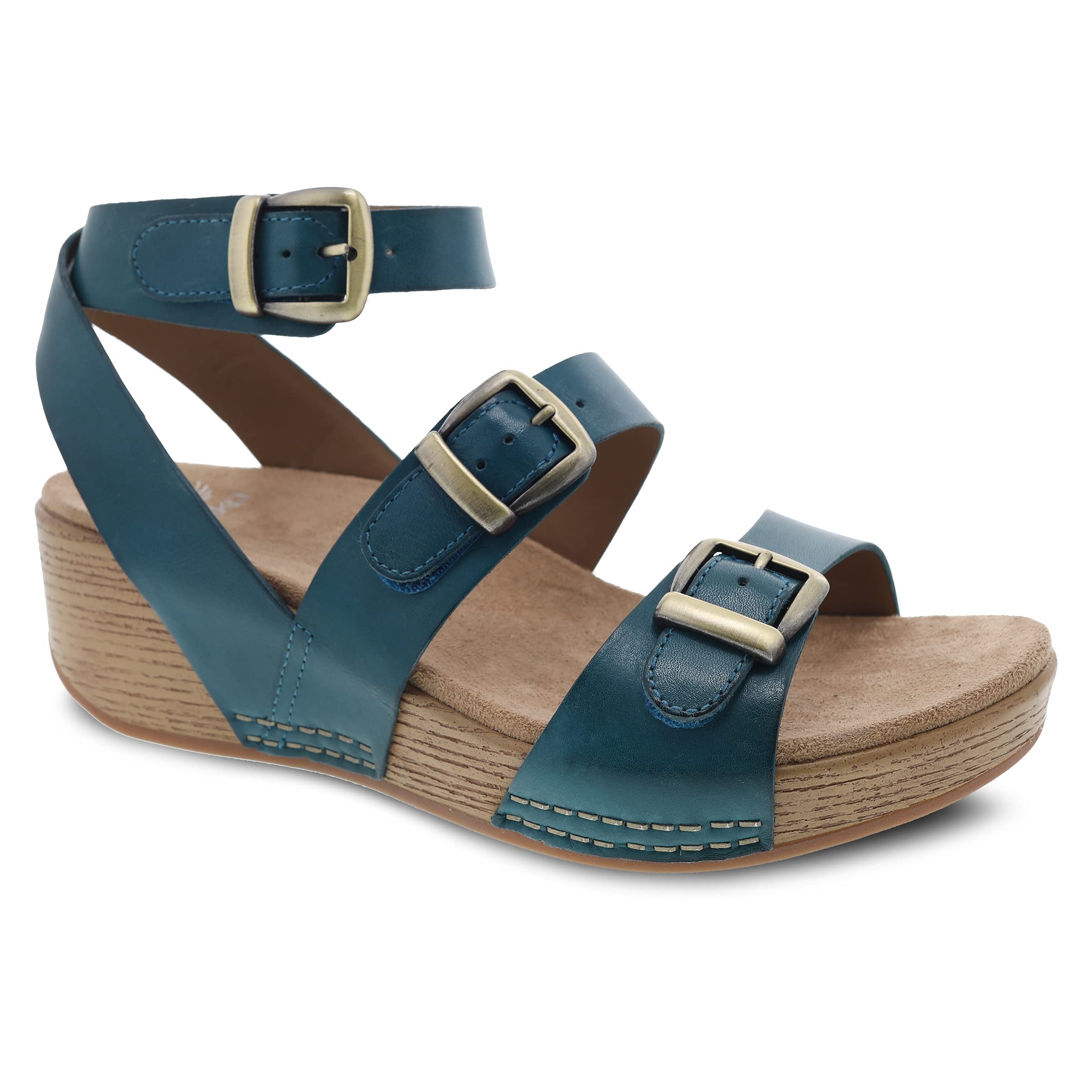 Dansko Women's Lou Turquoise Burnished Calf Sandals 6.5-7 M US