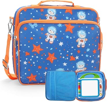 Carrying Case for LeapFrog Learning Friends 100 Words Book, Cute Cartoon Travel Organizer Portable Bag for Leapstart & 3D Books, Shockproof Protective Toy Storage Bag for Toddler Case Only-Blue