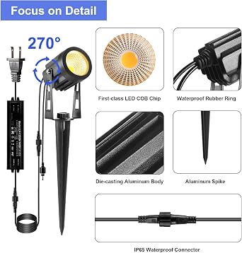 Extendable Low Voltage 6 + 2 Landscape Lights with Transformer