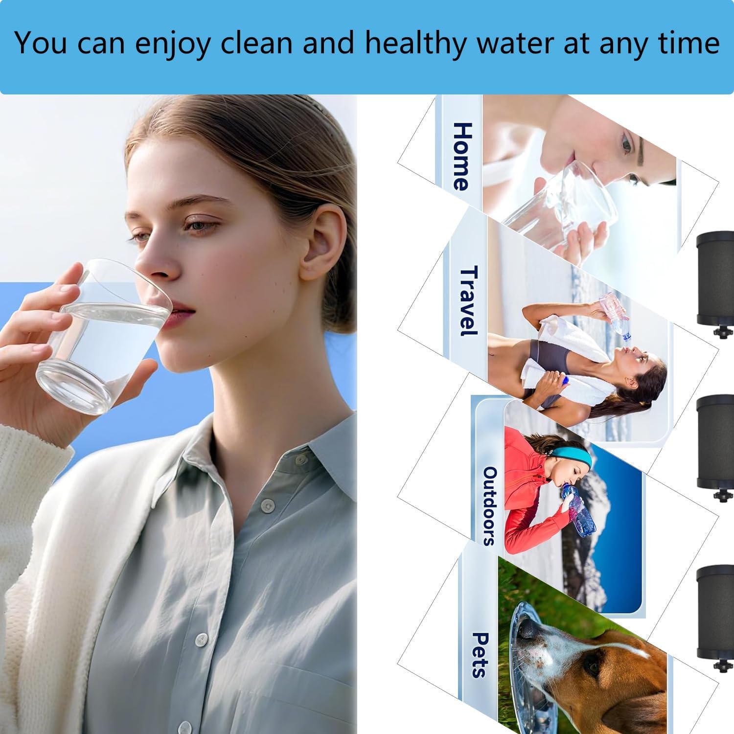 2387 Filter Replacement Compatible with Alexapure Water Filter Replacement, for Alexapure Pro Water Filtration System Black - 4 Pack