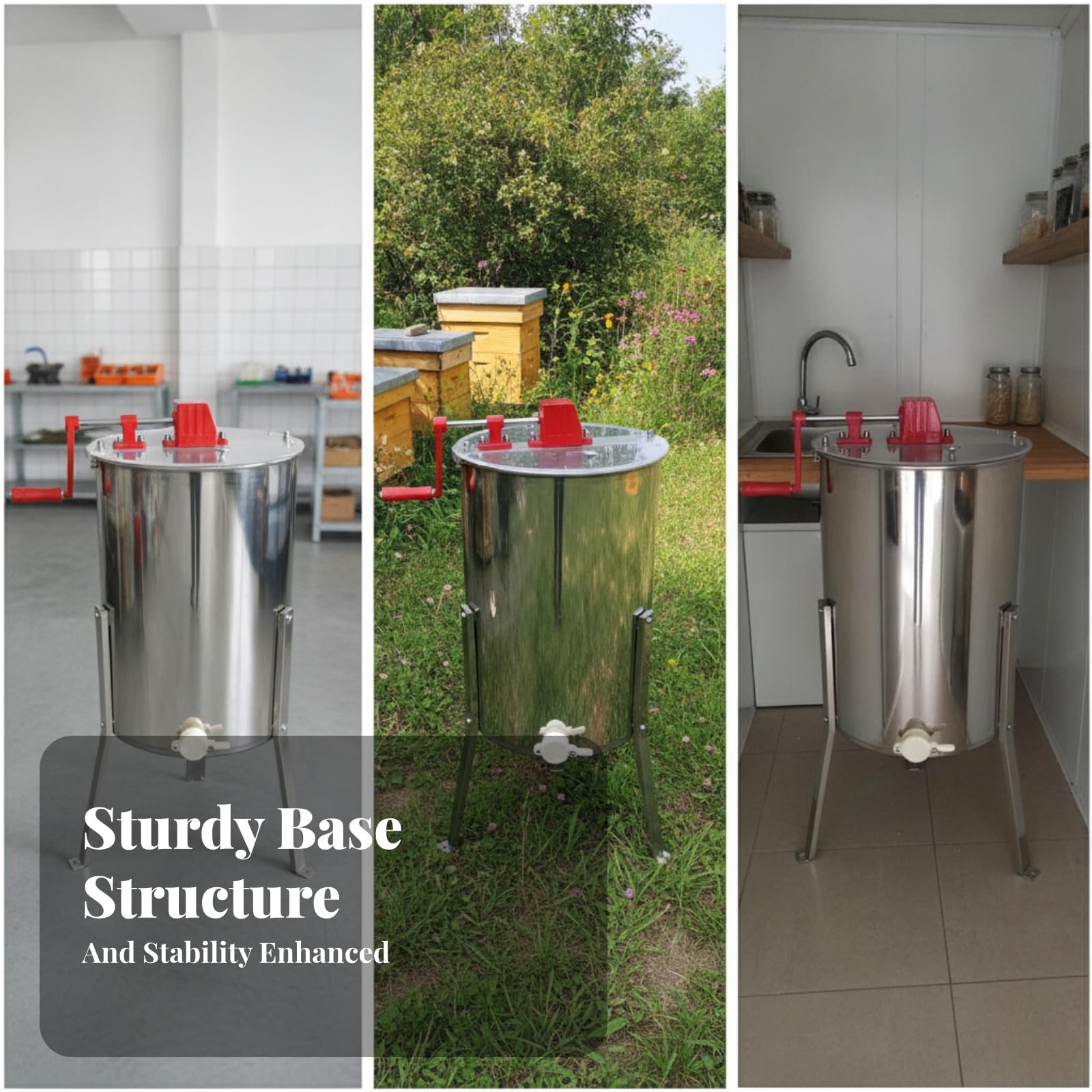Estrattore di Elettrico Estrattore Manuale Ape Smielatore Tamburo Inox a Manovella Struttura con Telaio E Gambe Stabili Adatto per, color to 3, style to 3